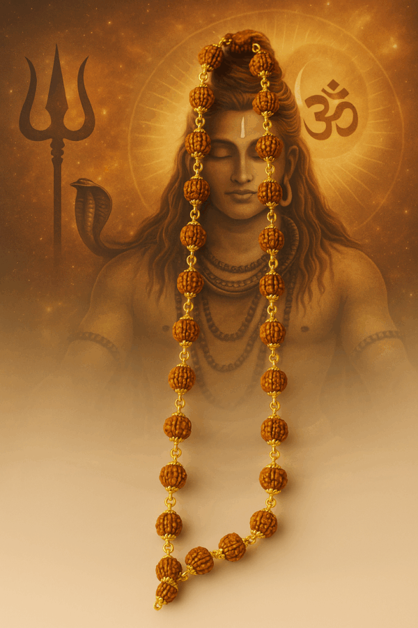 5 Mukhi Mala in Golden Chain